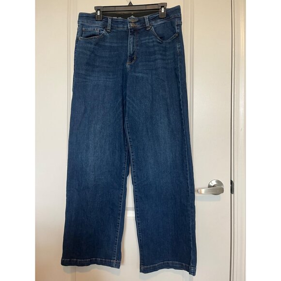 St. Johns Bay Wide Leg Denim Jeans Womens Size 12 High Rise Stretch - Picture 2 of 7